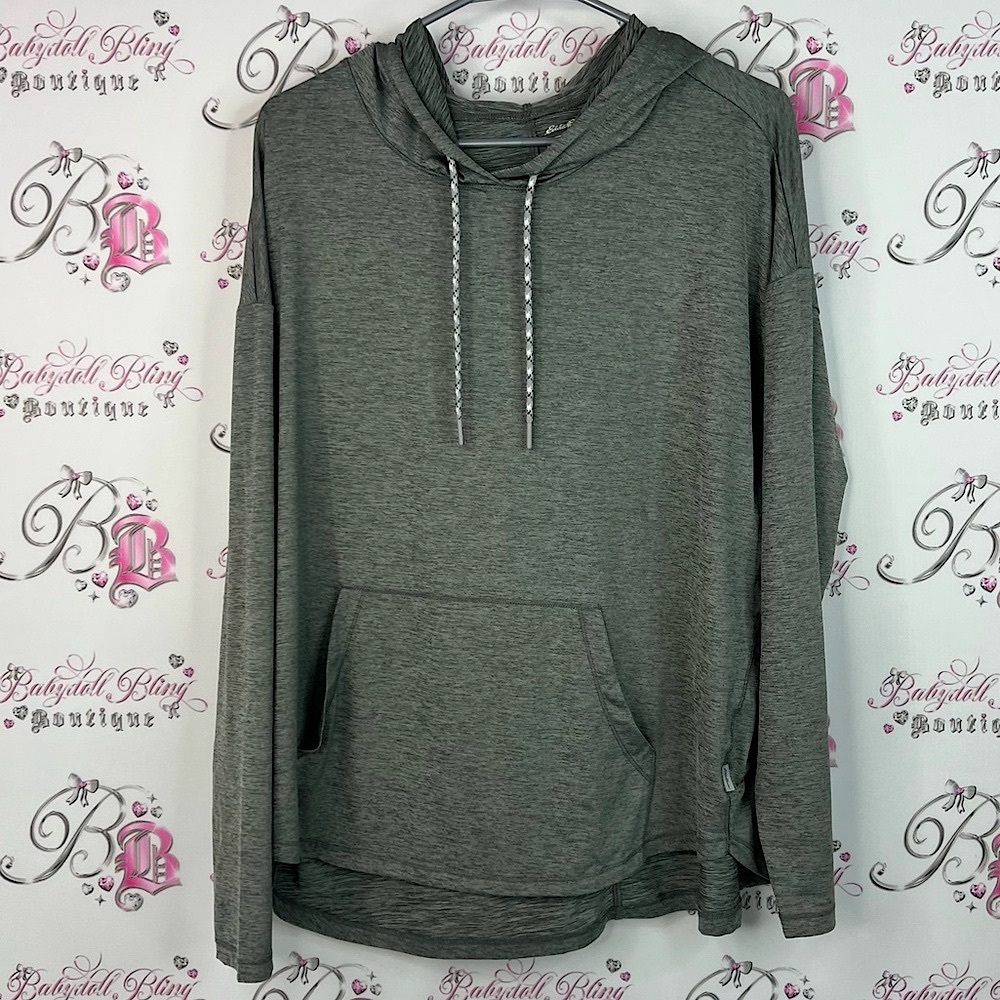 Eddie Bauer hoodie sweater stretchy lightweight Charcoal Heather Hoodie